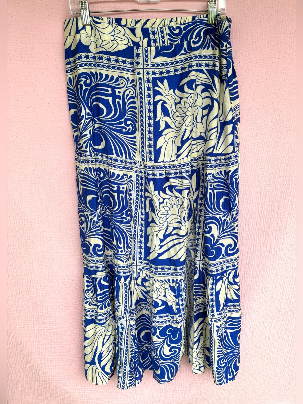 Peach XL Floral Print Maxi Skirt Wide Side Slit